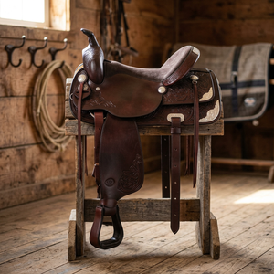 Asiento de Montura Inglesa Personalizado Ecológico de Cuero Genuino Cómodo y Duradero BS International Plástico NA56 Niquelado - Product Image 1