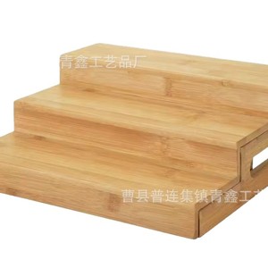 Wooden Three Tier <b>Spice</b> Rack With Handle For Kitchen Countertop Storage Organizer <b>Jar</b> Container Set - Product Image 5