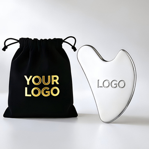Outil de massage facial Gua Sha en acier inoxydable avec logo personnalisé, pour raffermir <span class=keywords><strong>la</strong></span> peau et lifter le visage, forme cœur personnalisée - Product Image 4