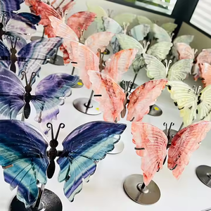 Mariposa de cristal natural de varios <span class=keywords><strong>materiales</strong></span> al por mayor con alas de mariposa de amatista de cuarzo curativo soporte decoración del hogar - Product Image 3