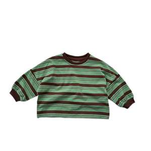 Primavera e autunno nuova maglietta in stile coreano per bambini a righe a maniche lunghe felpe a maniche lunghe stile retrò top per bambini - Product Image 1