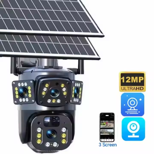 V380PRO 3MP HD 4G Dual Lens Motion Detect Auto Tracking Solar PTZ Sim Card 10000mah Low-Power Battery Network Camera