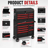 Coffre à outils métallique robuste Premium Guanpin, chariot mobile à roulettes avec poignée latérale, tiroirs verrouillables, pour mécanicien automobile