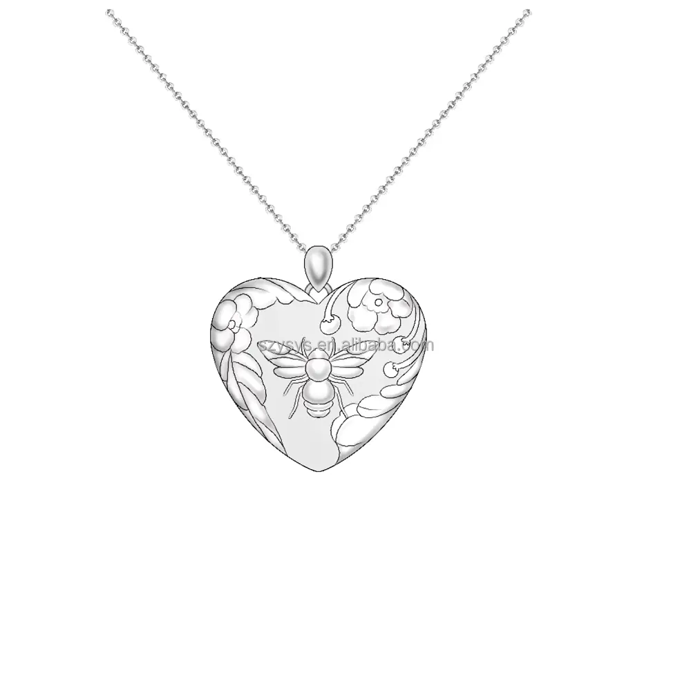 JIACUI 925 серебряные ювелирные изделия Сердце Медальон Ожерелье OEM/ODM пчела ожерелье сердце ожерелье для женщин