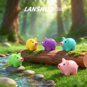 Miniatura de cerdo de resina 3D de color sólido para decoración de paisajes, fundas de teléfono, imanes de nevera, llaveros y colgantes DIY - Product Image 5