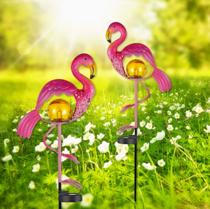 Lampes d'ambiance de <span class=keywords><strong>jardin</strong></span> à énergie solaire pour l'extérieur, décoratives en fer forgé, flamant rose, à insérer dans <span class=keywords><strong>le</strong></span> sol, lampes de pelouse - Product Image 3