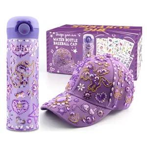 make Your Own Bottle with Glitter Gem diaond tattoo sticker Craft Kit for Kids Girl DIY bottle and hat