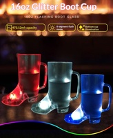 Gobelet à bière LED en forme de botte de 16 oz, changeant de couleur, avec fonction de consommation directe et poignée, pour adultes, festivals, fêtes, bars
