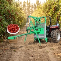 Tractoraangedreven olijvenoogstmachine, automatische fruitenschudder en paraplu-oogstmachine voor amandel- en walnootboomgaarden