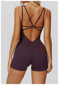Mono Deportivo Corto Morado para Mujer, Body de Yoga para Gimnasio, Traje Deportivo Enterizo para Mujer - Product Image 5