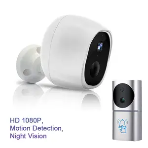 Waterproof Full HD 1080P Smart Wireless Doorbell With Camera WIFI PIR Motion Detection Solar Surveillance System Kit CCTV Camera