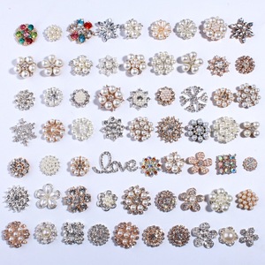 Hot Pearl Flower Disc Drill Hebilla Delicado Rhine-diamante Aleación Manual DIY Accesorios para el cabello Materiales Botón - Product Image 2
