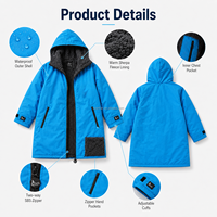 Veste de bain à capuche avec logo personnalisé doublé polaire hiver imperméable hommes femmes enfants Parka de bain plage surf poncho manteau Robe à langer