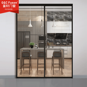 Nuevos productos personalizados, diseño semiautomático de parrilla de doble acristalamiento, puerta corredera de aluminio blanco con pantalla sin marco - Product Image 1