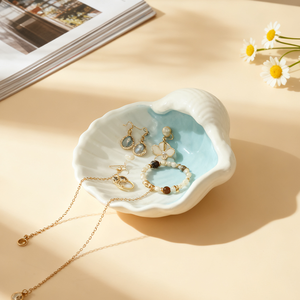 Creative Personality Conch Jewelry <b>Plate</b> Tray Ceramic Shell Trinket Dish Ceramic <b>Ring</b> Earring Key Bowl for Birthday Party Gift - Product Image 5