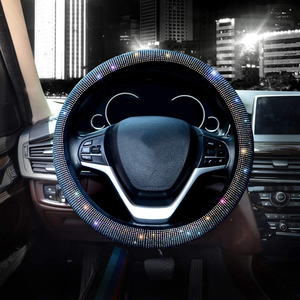 Funda de Volante Elástica de Fibra Sintética Brillante con Incrustaciones de Diamantes, Sin Anillo Interior, Superventas - Product Image 2