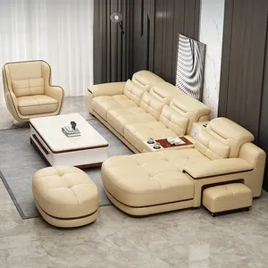 Italian Genuine Leather Sectional Sofa Set With Electric Recliner Bluetooth Speaker And Projector By MANBAS Livingroom Couch