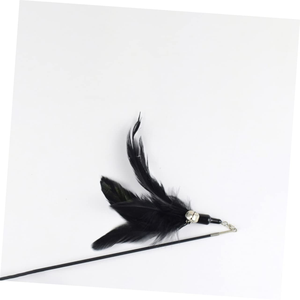 Jouet pour chat à livraison rapide : bâton à ressort avec manche en bois, plume et clochette, tête de remplacement amovible, durable, pour gratter et stimuler votre chat. - Product Image 4