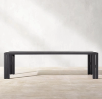 Ensemble de salle à manger de jardin en aluminium courbé, table et chaises modernes pour villa de luxe et complexe hôtelier