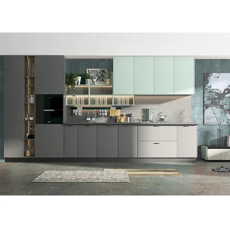 OPPEIN Modern Straight Line Small Fitted Wood Kitchen Cabinets