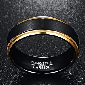 China Wholesale price direct sell black gold tungsten ring rose gold silver plated men jewelry