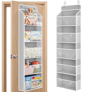 Organizador para colgar sobre la puerta con 5 compartimentos y ventanas transparentes para guardar juguetes de bebé y artículos esenciales para niños - Product Image 1