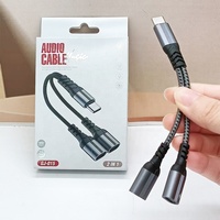 Distributeur Type C 2-en-1 avec adaptateur chargeur double USB C 3A à charge rapide, gaine en nylon pour téléphone 18 Pro Max et tablette