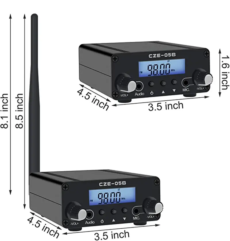 FM Transmitter Cho Nhà Thờ, 76 ~ 108MHz Kỹ Thuật Số LCD Không Dây Stereo Phát Sóng Với Antenna, Built-In PLL FM Transmitter Đài Phát Thanh Stereo