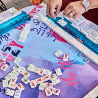Set Mahjong Akrilik Putih Lucu Bertema Ski Salju Liburan Baru 2026, 160 pcs, Ubin Mahjong Cetak Khusus untuk Hadiah Natal
