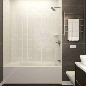 Panneau de <span class=keywords><strong>douche</strong></span> en marbre coulé 6'' x 12'' vertical lisse, revêtement mural de <span class=keywords><strong>douche</strong></span> en marbre cultivé haut de gamme pour salle de bain - Product Image 4
