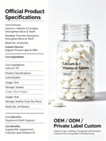 Comprimés de calcium et de vitamine D, à absorption élevée, à croquer, pour la densité osseuse et le soutien immunitaire, OEM ODM Marque privée