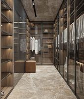 Armoire moderne en bois personnalisée, design italien de luxe, avec portes en verre et en aluminium, penderie pour chambre à coucher
