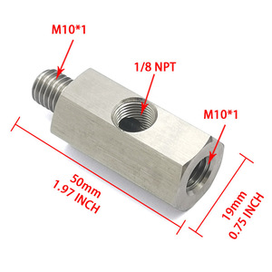 ข้อต่อทีรูข้าง M10X1 ถึง 1/8 Npt สำหรับเกจวัดแรงดันน้ำมันเทอร์โบชาร์จเจอร์ สแตนเลส 50 มม. x 19 มม. - Product Image 1