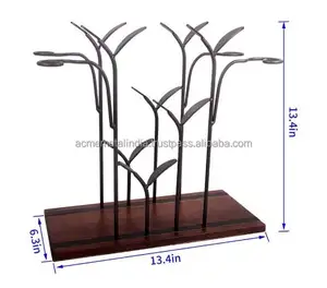 Wine Holder Gold Plated With 4 Racks Leaf Design Wooden Base Black Bartender Dining Room Decor Countertop Bottles Custom Design