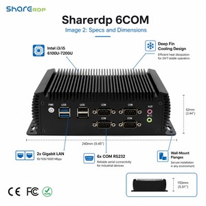 คอมพิวเตอร์อุตสาหกรรม Sharerdp ความเสถียรสูง Intel Core I3 รุ่นที่ 10 10110U 6COM 2 Gigabit LAN RS232  แบบไม่มีพัดลม ควบคุมได้  คอมพิวเตอร์ฝังตัว - Product Image 1