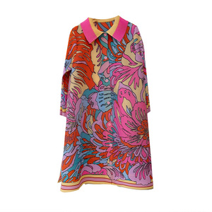 Plissettato 2024 nuova estate collo alto di grandi dimensioni camicia rosa moda Casual Miyake donna abito plissettato - Product Image 5
