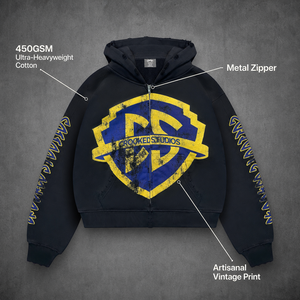 Sudadera con capucha y cremallera personalizada, estilo vintage desgastado, unisex, estilo urbano, rasgada, hip hop, corte holgado, de algodón 100% de alto gramaje, con estampado lavado - Product Image 6