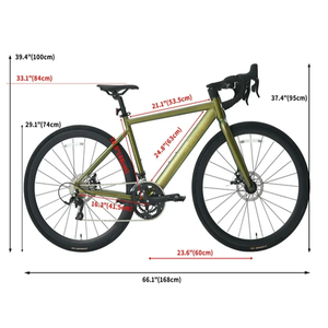 Vélo de route pour hommes 700C 16 vitesses, cadre en aluminium vert peint 47/50 cm, freins à disque, pour la montagne, cadre en aluminium KB125 - Product Image 6