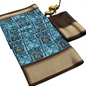 Sari de Seda Dola con Borde de Zari, Atractivo, Hecho en India para Ropa India, Disponible en Stock - Product Image 1