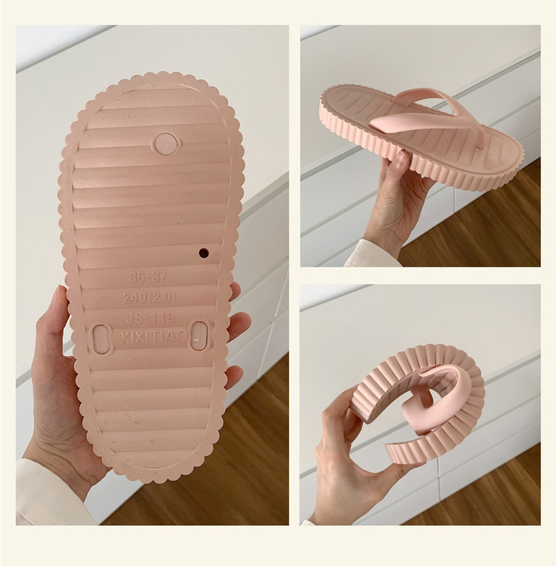 Summer Holiday Students Outdoor Beach Flip-flops Slippers Solid Color Flat Flip Flops