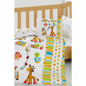 Juego de Ropa de Cama Moderna para Bebé de Algodón, Color Turquesa, Edredón y Almohada para Corralito, 100% Algodón, Cómodo y Portátil, con Diseño de Dibujos Animados - Product Image 2