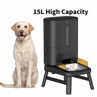 Comedero Automático para Perros Grandes de 15L con WiFi, Temporizador, Aplicación, Dispensador de Comida Elevado con Ventana Visible, Comedero Inteligente para Mascotas