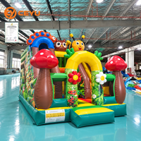 Toboggan gonflable géant Ceyu à double piste avec décor abeille et imprimé animaux de la forêt pour location de fête dans le jardin