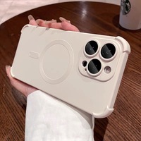 Étui magnétique antichoc à quatre coins avec effet peau liquide mat pour iPhone 16 Pro Max 14