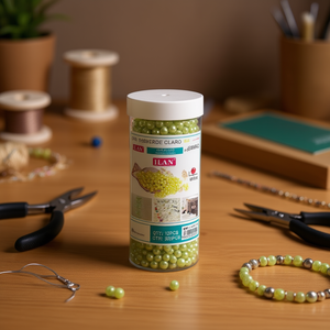 Perline Ilan Abalorio 8mm verde chiaro per la creazione di gioielli, 12 pezzi per tubo - Product Image 2