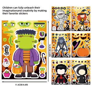 8 autocollants Halloween pour créer un visage, autocollants puzzle de maternité, autocollants fantaisie et science-fiction en plastique, autocollants cadeaux pour boîte-cadeau de fête d'Halloween - Product Image 5