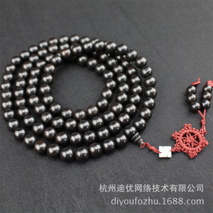 Pulsera de cuentas de oración budistas de ébano, 108 cuentas de 10 mm, joyería unisex de varias capas con diseño de borla para regalo - Product Image 4