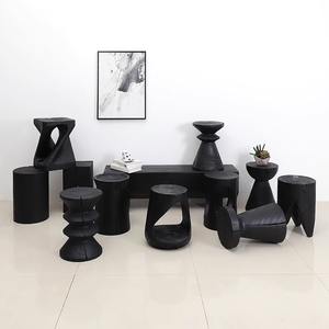 Nordique Simple nordique tabouret en bois Wabi vent silencieux Original carbonisé bois jetée basse noir <span class=keywords><strong>chaussure</strong></span> Console Table pour salon - Product Image 6