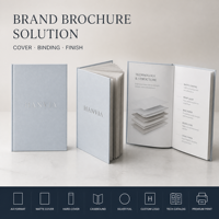 Papier d'art mat nordique personnalisé A4 avec logo estampé à l'argent, brochure haut de gamme pour l'image de marque et l'identité d'entreprise