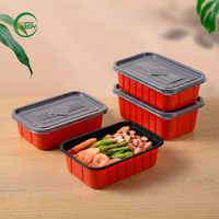Professionele wegwerp PP plastic voedselcontainer in twee kleuren, geschikt voor magnetron, bento lunchbox voor bezorgdiensten